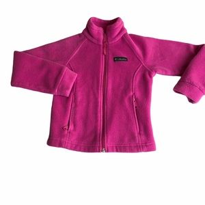 Girls pink Columbia fleece jacket 6 warm 6 euc